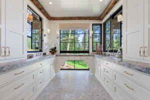 Luxurious kitchen with marble countertops