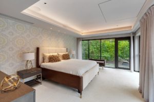 Modern bedroom with a view and elegant decor