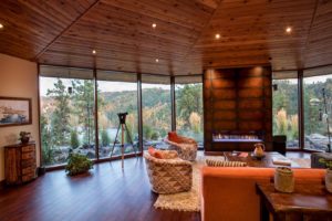 Lake Fernan Residence - Passive House Institute Certified Cozy living room with stunning forest view