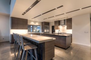 Modern kitchen with island and bar stools