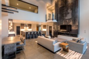 Modern open-concept living room design.