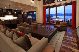 Everwell Bay Remodel Luxurious living room with lake view