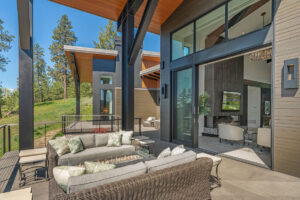 Black Rock Residence #6 Modern patio with cozy outdoor seating area.